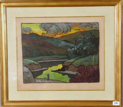 Maurice CHABAS (1862 - 1947)
Paysage symboliste,
Gouache,...