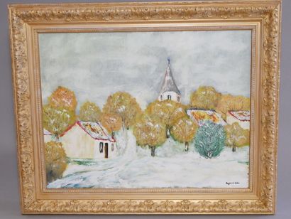 Raymond COLL 
Château sur Cher sous la neige,
Hst...