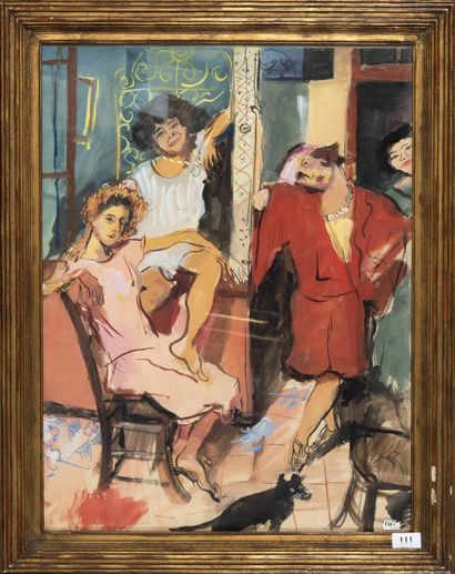 Jean LAUNOIS (1888 - 1942)
Les filles,
Gouache...