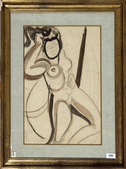 Louis LATAPIE (1891 - 1972)
Repos du modèle,
Lavis...