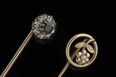 Two yellow gold (750 thousandths) and platinum...