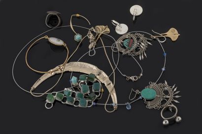 Set of multicolored costume jewelry: necklaces,...