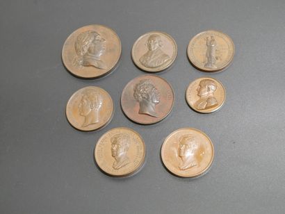 Set of 8 bronze medals including LOOS, GOTTFRIED...
