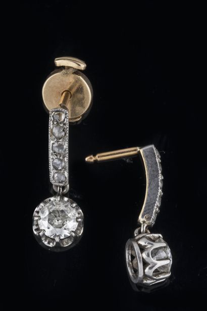 Pair of earrings in platinum (850 thousandths)...
