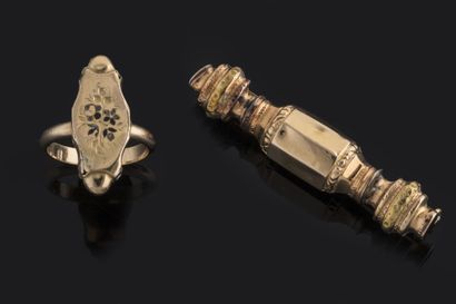 Bague et broche barrette en or jaune (750...