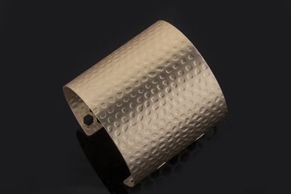 Gold-plated openwork cuff bracelet with honeycomb...