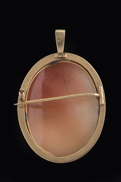Yellow gold (750 thousandths) shell cameo...