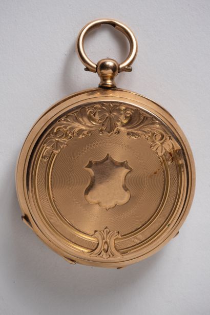 Pocket watch and counter case in yellow gold...