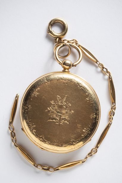 Pocket watch and counter case in yellow gold...