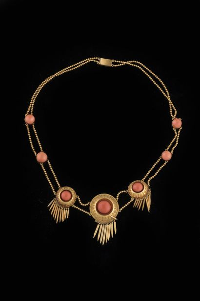 Yellow gold (585 thousandths) drapery necklace...