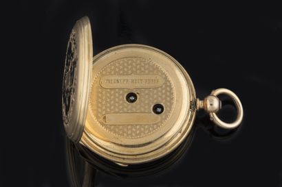 Small pocket watch and counter case in yellow...