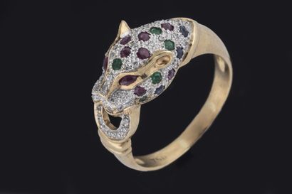 Panther head ring holding a ring in its mouth....