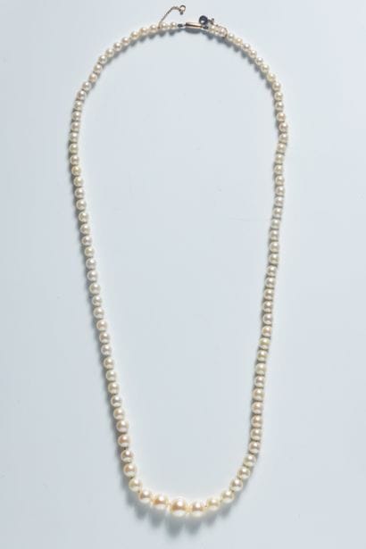 Necklace of 95 white cultured pearls, approx....