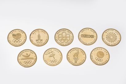 Nine Olympic Games commemorative medals,...