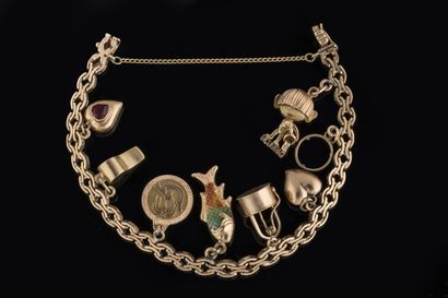 Yellow gold bracelet (750 thousandths) adorned...