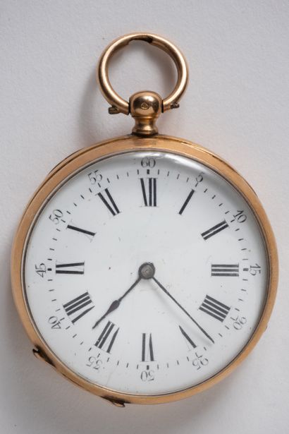 Pocket watch and counter case in yellow gold...