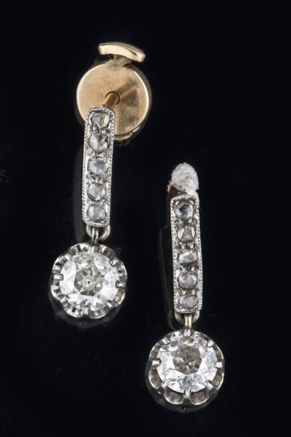 Pair of earrings in platinum (850 thousandths)...