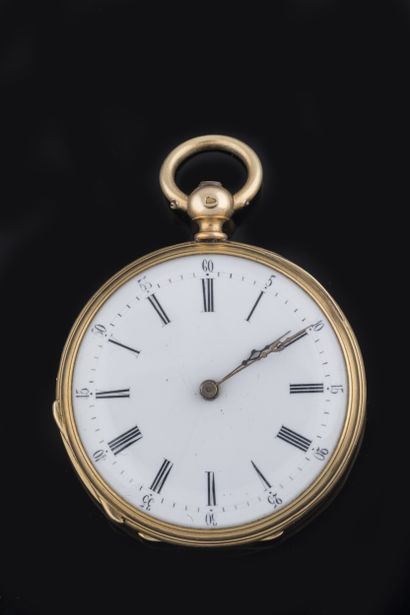 Small pocket watch and counter case in yellow...