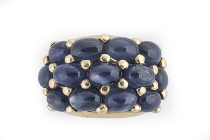 Large band ring set with 13 oval cabochon...