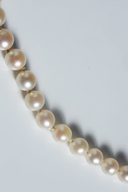 Necklace of 95 white cultured pearls, approx....