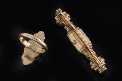 Bague et broche barrette en or jaune (750...