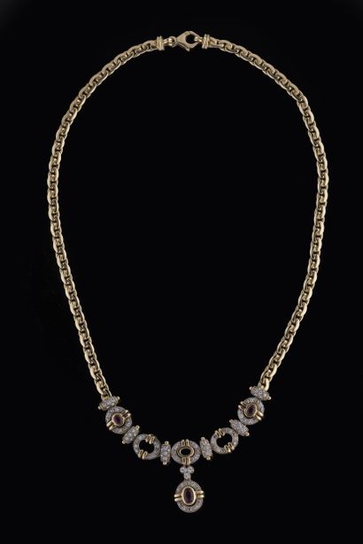 Yellow and two-tone gold necklace (750 thousandths)...