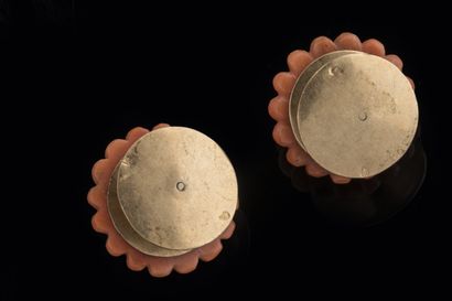 Pair of cufflinks or large collar in yellow...