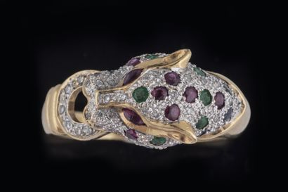 Panther head ring holding a ring in its mouth....