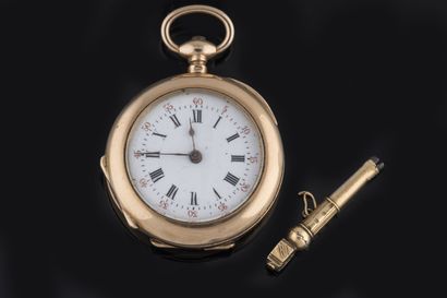 Small yellow gold collar watch with yellow...