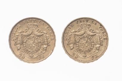 2 Belgian 20 franc gold coins