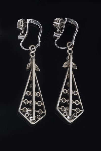 Pair of earrings set with old-cut and rose-cut...