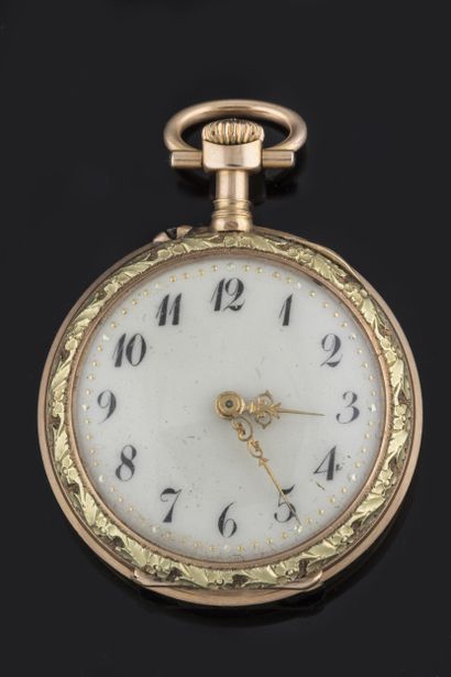 Small gousset watch and counter case in yellow...