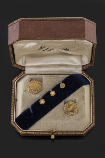 Two cufflinks and three collar buttons in...