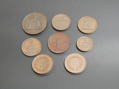 Set of 8 bronze medals including LOOS, GOTTFRIED...