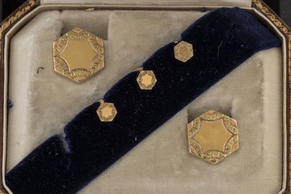 Two cufflinks and three collar buttons in...