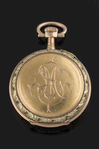 Small gousset watch and counter case in yellow...
