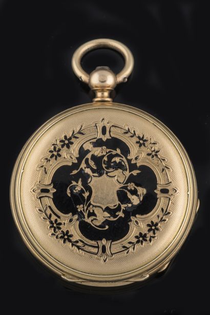Small pocket watch and counter case in yellow...