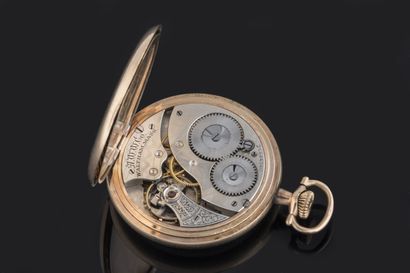 WALTHAM. Gold-plated gousset watch. Roman...