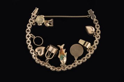 Yellow gold bracelet (750 thousandths) adorned...