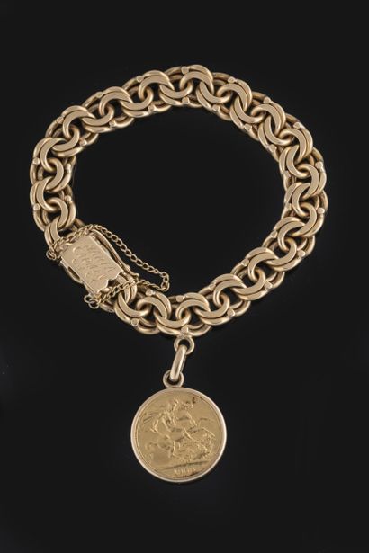 Yellow gold (750 thousandths) bracelet adorned...