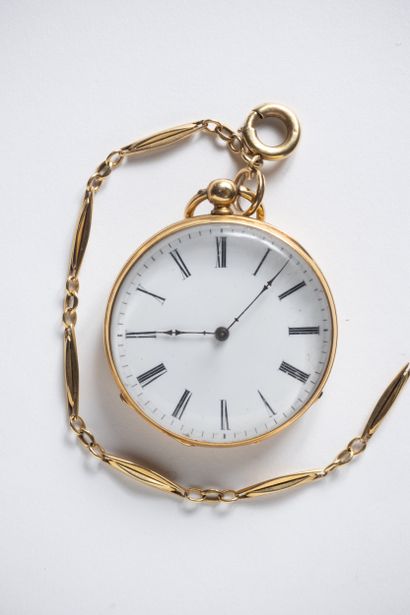 Pocket watch and counter case in yellow gold...