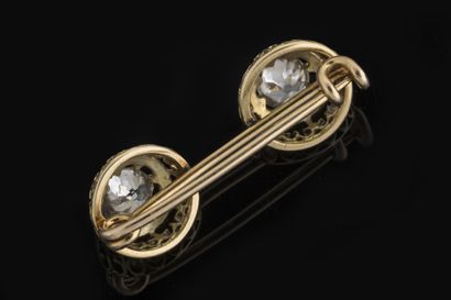 Barrette brooch in yellow gold (750 thousandths)...