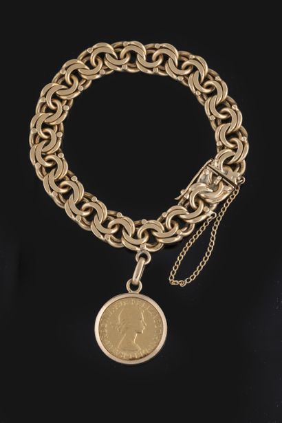 Yellow gold (750 thousandths) bracelet adorned...