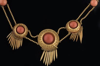 Yellow gold (585 thousandths) drapery necklace...