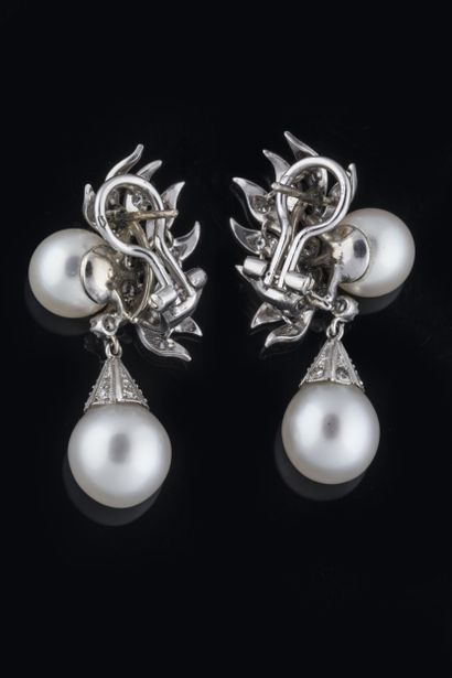Pair of jewelry earrings decorated with foliage...
