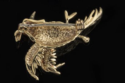 Broche oiseau en vol en or jaune (750 millièmes)...