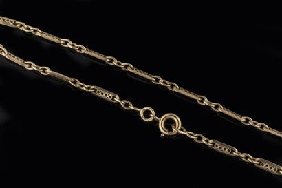 Long sautoir necklace with rectangular links...