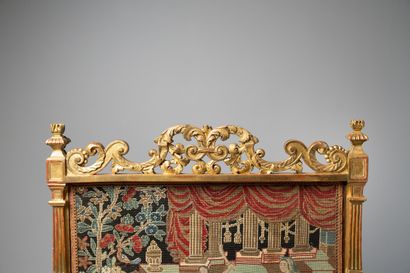 Mantel screen in molded wood, carved and...
