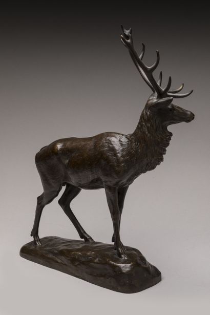 Georges GARDET (1863-1939)
Stag 
Brown patina...