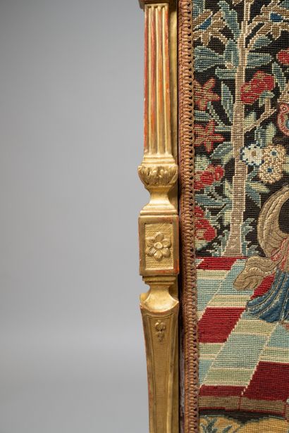 Mantel screen in molded wood, carved and...